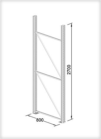 Ständer SR 100/20, (HxT) 2700 x 800 mm, Feldlast: 8870 kg, lackiert in RAL 5010