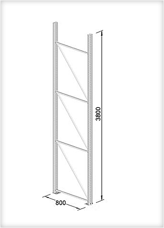 Ständer SR 85/20, (HxT) 3800 x 800 mm, Feldlast: 7180 kg, verzinkt