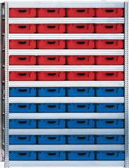 Eurokastenregal als Grundregal, (HxBxT) 2075 x 1695 x 600 mm, mit 11 Fachebenen inklusive 40 Kästen