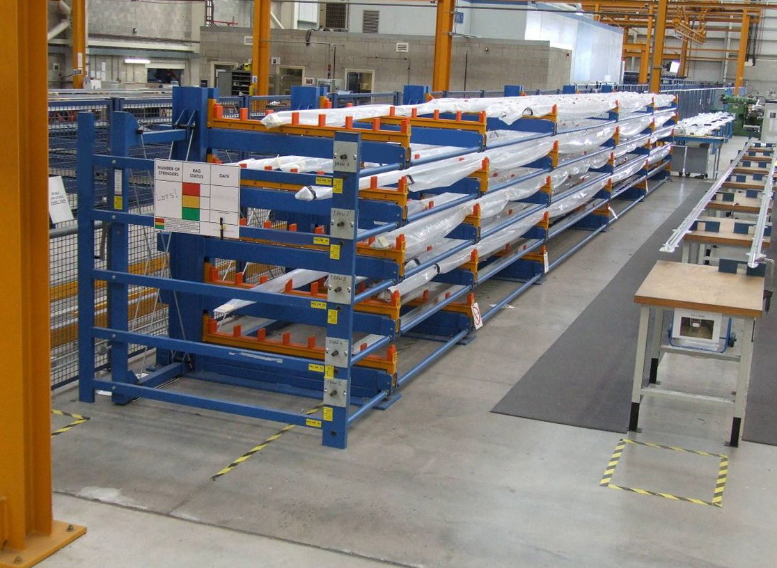 Langgutauszugregal, einseitig, Fachgröße 720 x 400 mm (TxH)