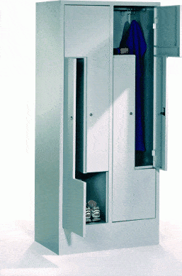 Kleiderschrank Z-Cleantex, 4 Abteile, Abteilbreite: 200/400 mm, mit Sockel, Drehriegelverschluss