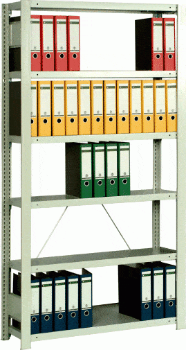 Steckregal Office (Büroregal, Archivregal), als Grundregal 150 kg, mit 6 Fachböden, (HxBxT) 150, 2000 x 1285 x 600 mm, lackiert