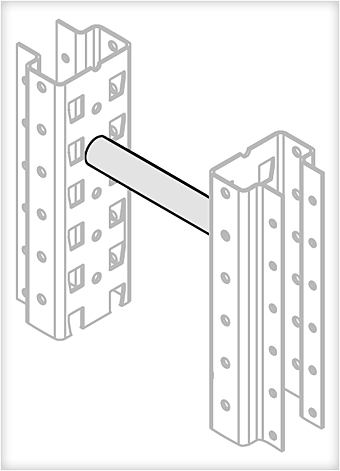 Distanzstück für Doppelregale, Länge: 200 mm, (bis Höhe: 3800 mm 2 Stück, bis Höhe: 6000 mm 3 Stück je Stützrahmen), verzinkt