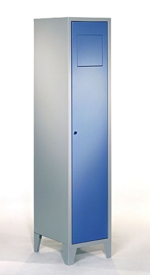 Cleantex-Wäschesammelschrank mit Einwurfklappe, 1 Abteil, Abteilbreite: 400 mm, mit Sockel, Drehriegelverschluss
