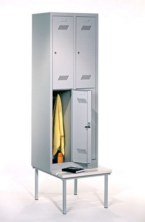Kleiderschrank Cleantex-Duo-Sit, 2 Abteile, Abteilbreite: 300 mm, Zylinderschloss