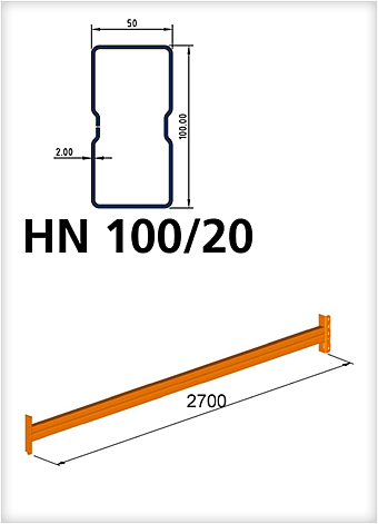 Traverse HN 100/20 x 2700 mm, Stück (Fachlast pro Traversenpaar: 2400 kg)