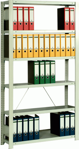 Steckregal Office (Büroregal, Archivregal), als Grundregal 150 kg, mit 6 Fachböden, (HxBxT) 150, 2000 x 875 x 600 mm, lackiert