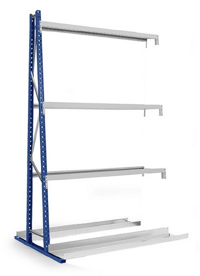 Profilregal als Anbauregal, doppelseitig, (HxBxT) 3000 x 1500 x 1200 mm, mit Sockelwanne, verstellbare Stufenbalken 